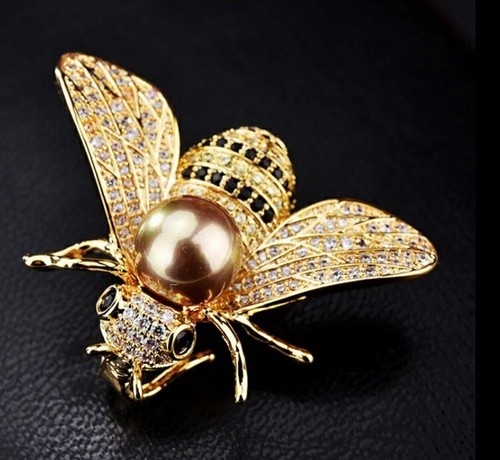 Gold bumble bee brooch - bumble,
