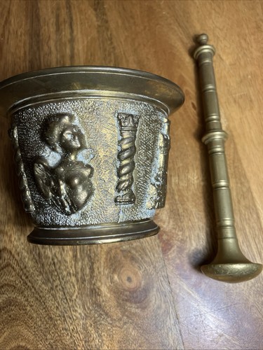 Antique bronze mortar - &, pestle