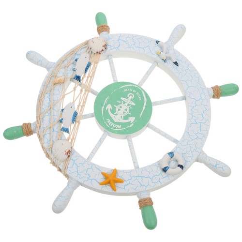 Dark blue wooden ship steering - blue,