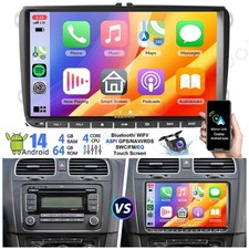 4+64GB Android 14 Apple CarPlay For VW GOLF MK5 MK6 Polo 9" Car Stereo Radio+AHD