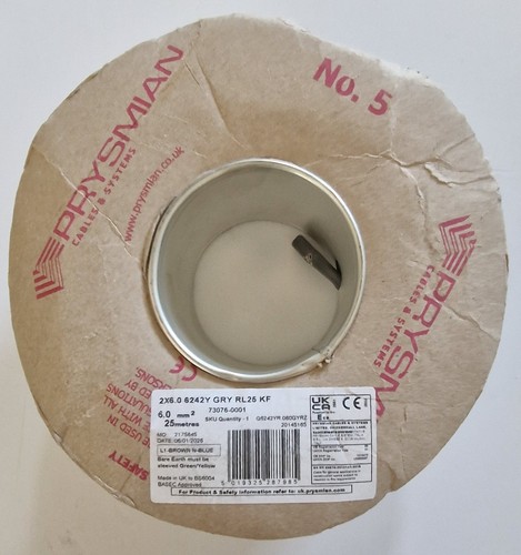 Prysmian 6242y grey 6mm twin - 6242y, 6mm²