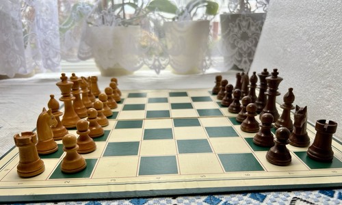 Vintage wooden glass - glass, chess