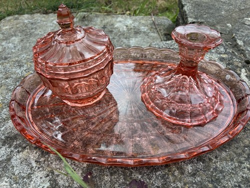 Vintage art deco pink glass - glass, 3