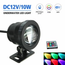 10W LED Submersible RGB Pond Spot Lights Underwater Pool Fountain IP68 + Remote