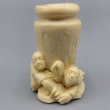 Vintage Resin Japanese Netsuke Asian Buddha Figurines with Vase Jar 1.5"