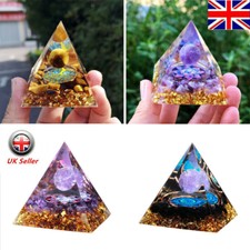 Amethyst Crystal Healing Orgonite Pyramid Obsidians Chakra Energy Orgone Stones