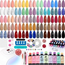 Lavender Violets 73 Pcs Gel Nail Polish Set with Lamp Starter Kit 45 Colors Full