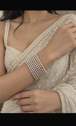 Gorgeous pearl bangle stack