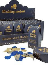 20 Navy/Gold Wedding Confetti Box Tray Guests BIODEGRADABLE Throwing Paper Table