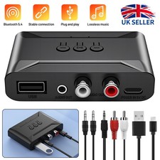 Bluetooth 5.4 Receiver Wireless Audio Stereo Adapter Low Latency AUX 3.5mm/RCA