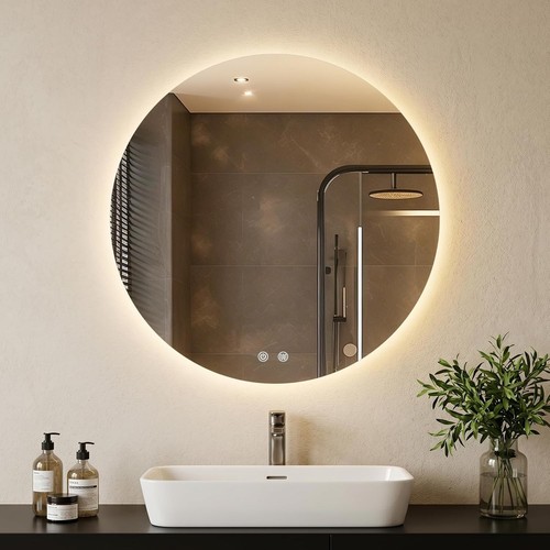 Round bathroom mirror with - bathroom,