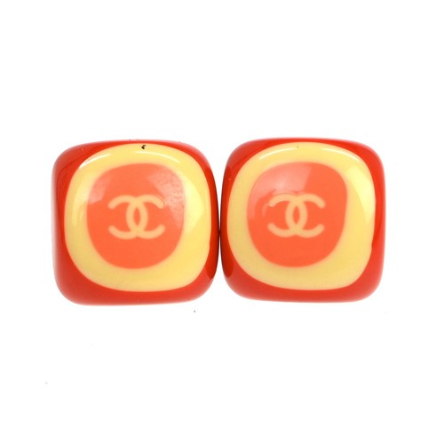 Chanel red pierced earrings - red,