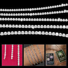 1/10 Meter Crystal Rhinestone Trim Beaded Silver Close Chain DIY Sewing Dresses