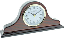 Wooden Napoleon Mantel Table Desk Clock Mahogany Roman Numerals  Wm Widdop W9616