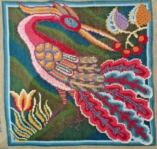 EHRMAN Stork by JANET HAIGH rare tapestry NEEDLEPOINT stitched canvas crewel rug