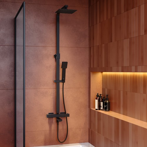 Black square thermostatic - square,