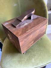 wooden shoe shine box, vintage