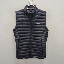 Rab Mens Microlight Down Zip Vest Gilet Bodywarmer Pertex Nikwax Black Small d