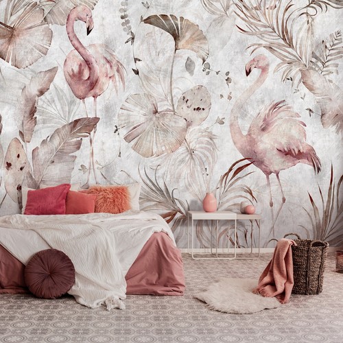 Leaves flamingos concrete - leaves,