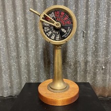 Vintage  brass ship engine room throttle telegraph with bell nautical