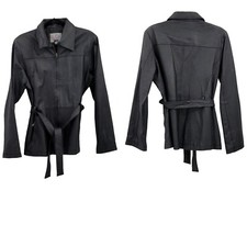 Vintage 80's PB Martin Leather Jacket S Moto Baddie Belted Collar Zip Up Black