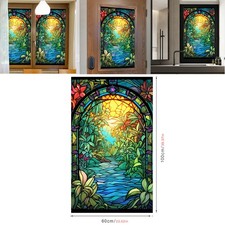 2PCS 3D Privacy Static Frosted Stained Window Film Flower Glass Sticker Decor