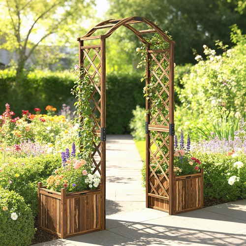 Wooden garden arch with - wooden,