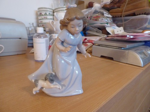 Lladro nao girl with dog - nao,