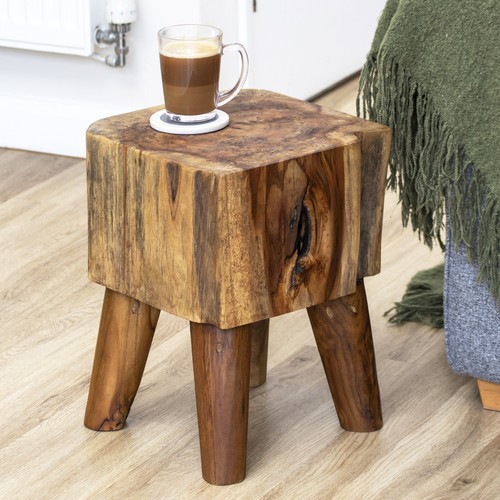 Square teak root table - root,