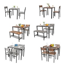 Modern 2/4 Seat Dining Table and Chairs Set Metal Wood Kitchen Home Restaurant