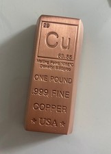 1 lb Copper Ingot .999 Fine