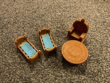 Vintage Fisher price Imaginext medieval castle. Table and throne and 2 beds