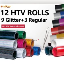 12pcs Glitter HTV Rolls Cut