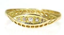 Edwardian Five Diamond 18ct Yellow Gold Ring size Q 1/2 ~ 8 1/2
