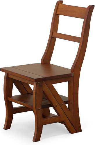 Antique folding library ladder - library,