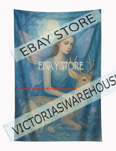 Fairy deer tapestry - , fantasy