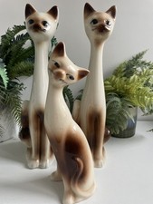 3x Vintage Ceramic Siamese