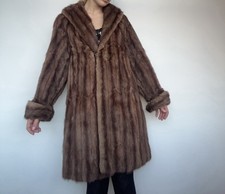 100% Real Fur Stripe Long Coat