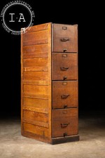 Antique Oak Filing Cabinet with Japanned Hardware