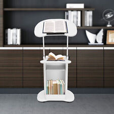 Lecterns & Podiums Portable Mobile Standing Laptop Cart, Sit Stand Desk, White