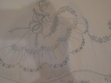 2  NEW  PILLOW CASES TO BE EMBROIDERED DANCING LADY  COTTON