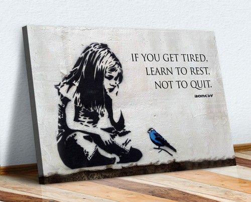 Banksy girl blue bird quote - blue,