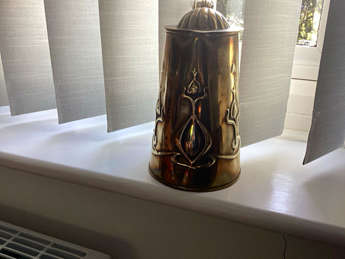 Art nouveau brass jug with - art,