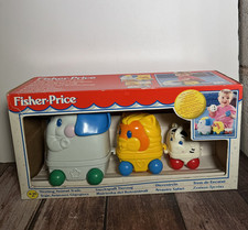 Vintage Fisher Price Nesting Stackable Animal Train Zoo Never Used Old Stock
