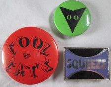 Squeeze Cool For Cats 3 X Vintage Early 80s Pin Button Badges Post Punk New Wave