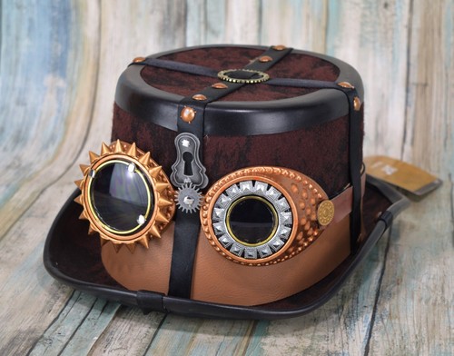 Steampunk top hat goggles - -,
