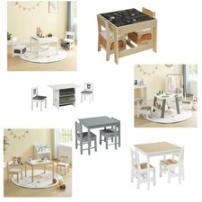 Kids Table and Chairs Set Wooden Preschoolers Children's Table with 2 Chairs Set