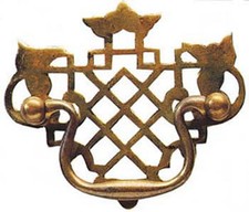 3.25" Antique Style Solid Brass Fretted Plate Drawer Handle 1522A/A