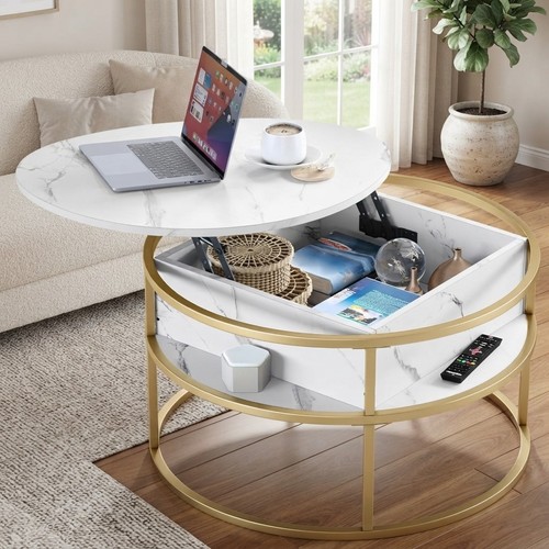 Modern round coffee table - coffee, with