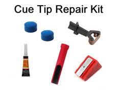 Pool / Snooker Cue Tip Repair Kit & Tip Clamp Blue Glue on Cue tips 9mm - 11mm